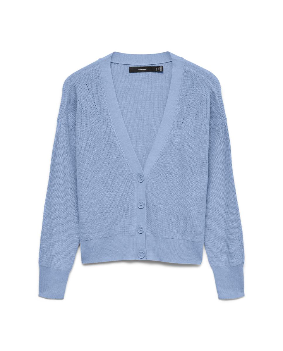Cárdigan de mujer manga larga con cuello en pico - Vero Moda - Azul claro Azul claro-4