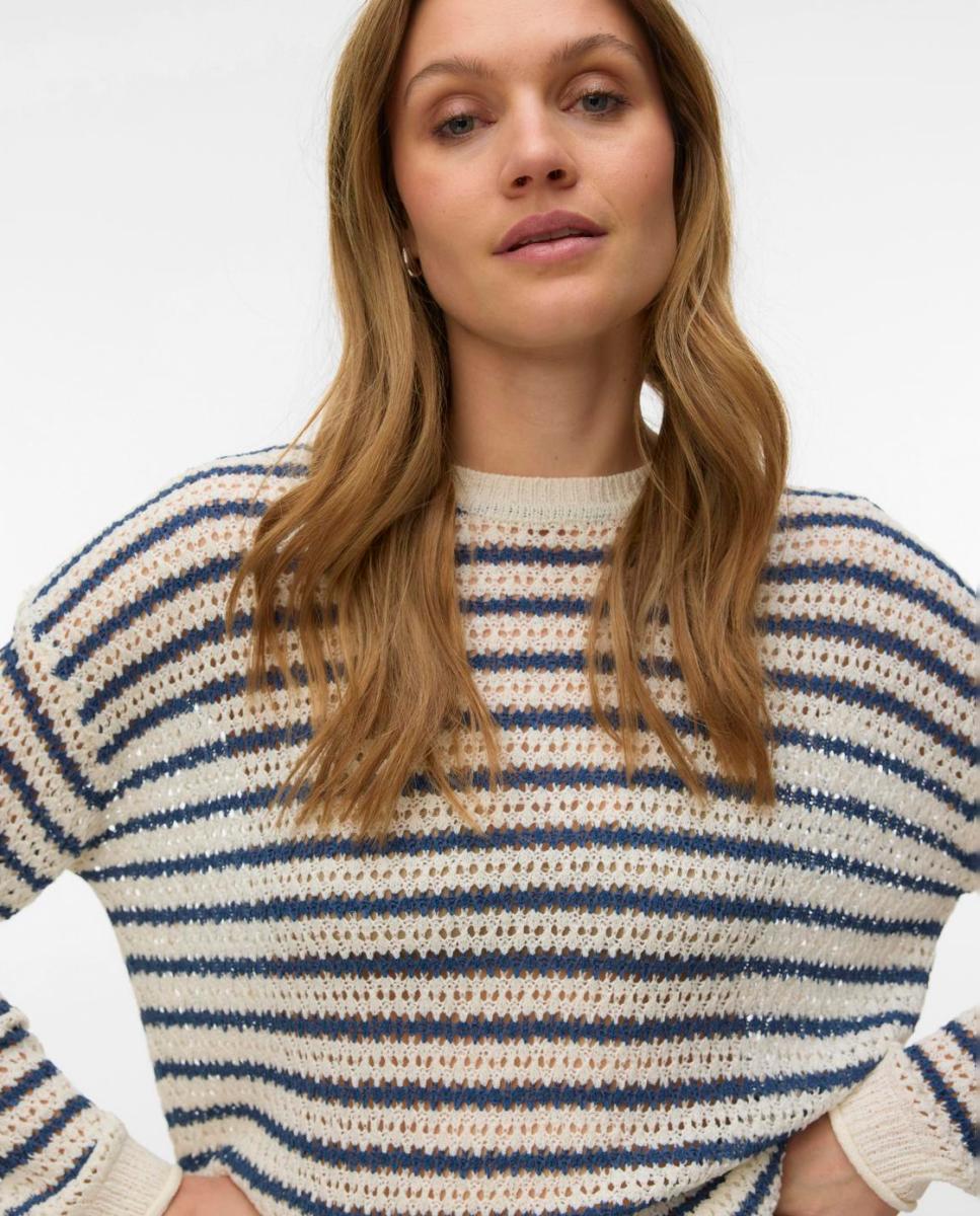 Vero Moda - Jersey de punto calado de mujer de manga larga.