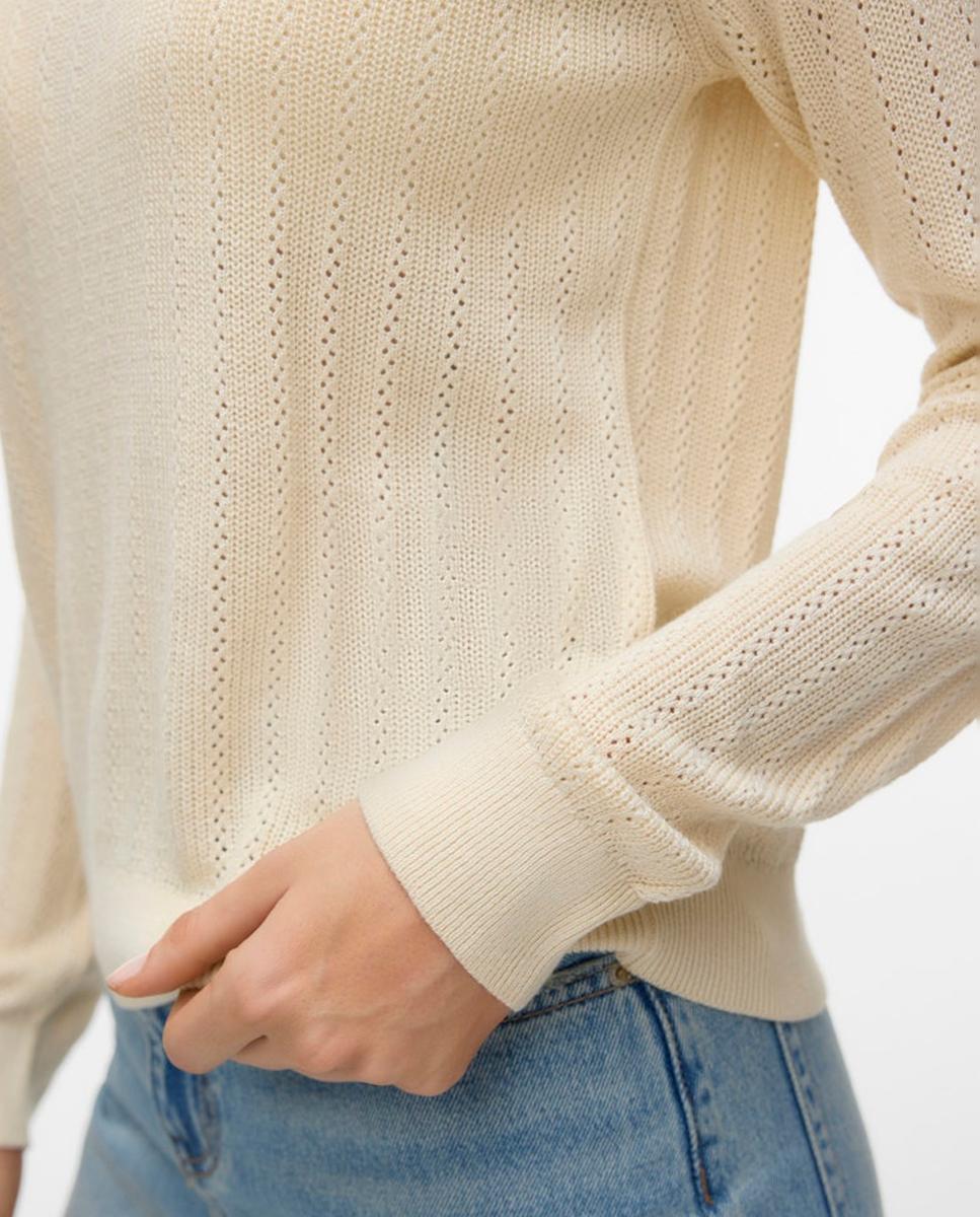 Jersey de punto fino de mujer diseño troquelado - Vero Moda - Blanco hielo Blanco hielo-2