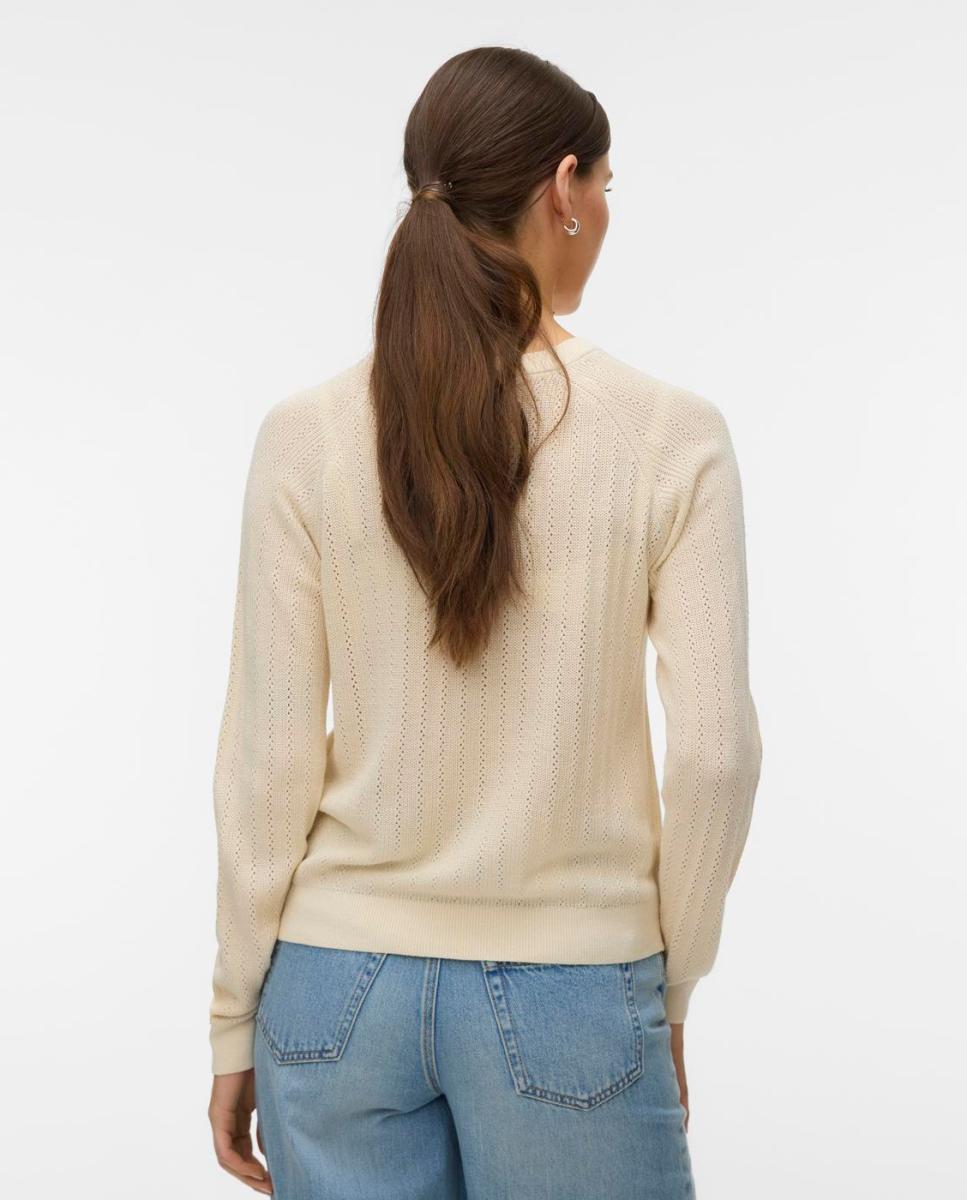 Jersey de punto fino de mujer diseño troquelado - Vero Moda - Blanco hielo Blanco hielo-3