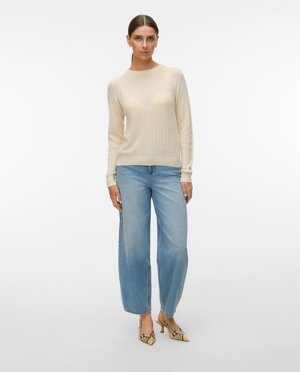 Jersey de punto fino de mujer diseño troquelado - Vero Moda - Blanco hielo Blanco hielo-4