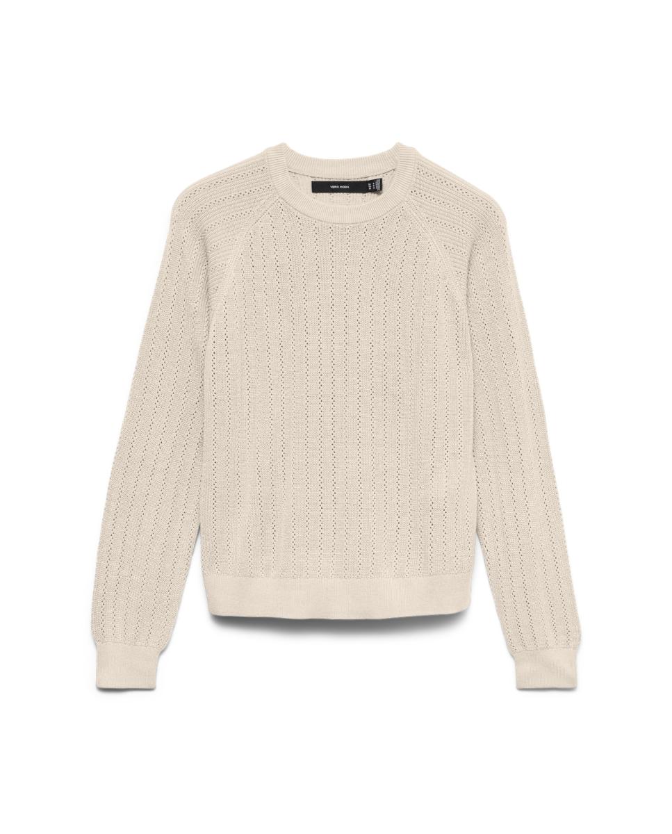 Jersey de punto fino de mujer diseño troquelado - Vero Moda - Blanco hielo Blanco hielo-5