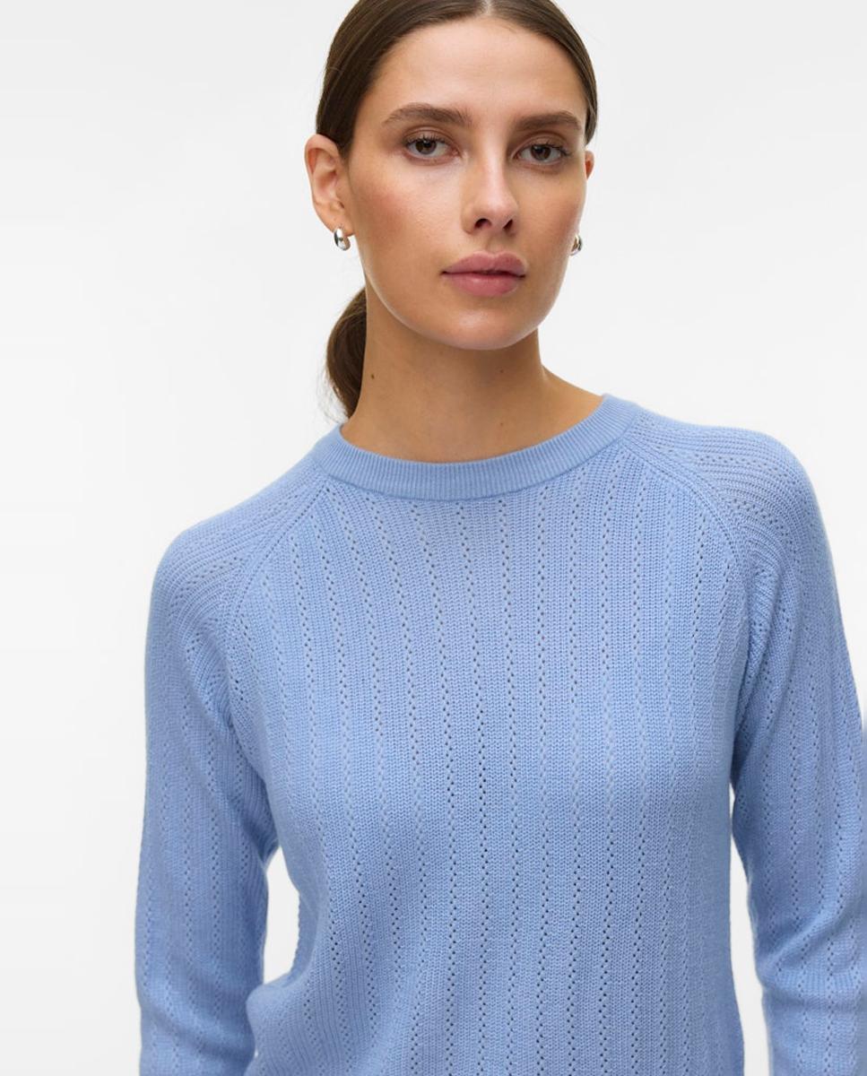Jersey de punto fino de mujer diseño troquelado - Vero Moda - Azul claro Azul claro-2