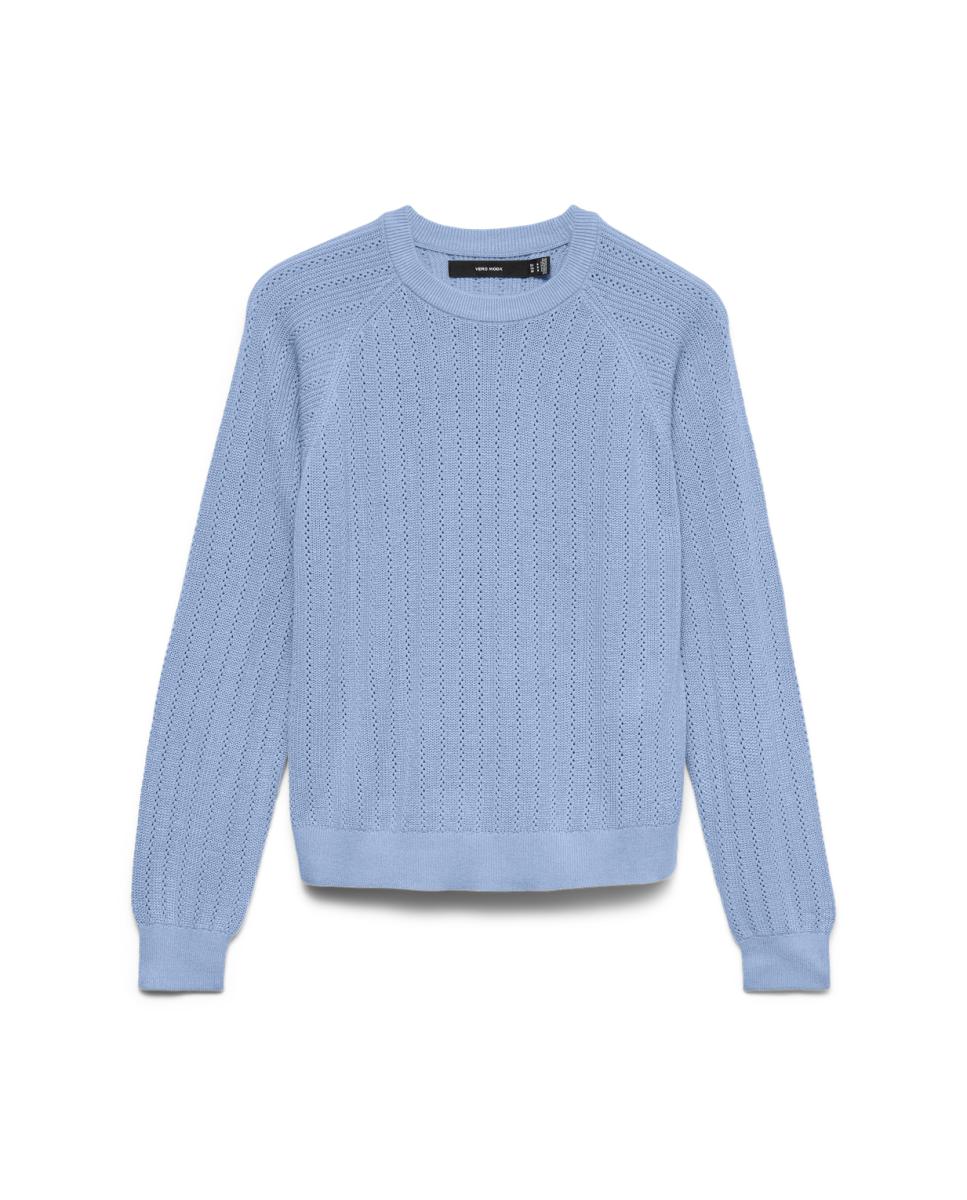 Jersey de punto fino de mujer diseño troquelado - Vero Moda - Azul claro Azul claro-5