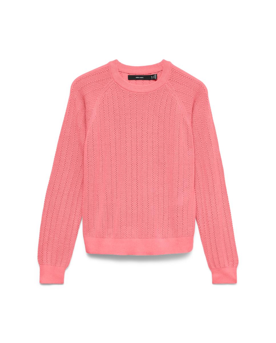 Jersey de punto fino de mujer diseño troquelado - Vero Moda - Melocotón Melocotón-4