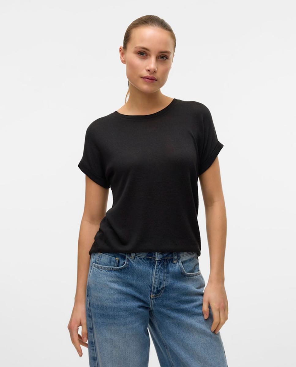Vero Moda - Camiseta básica de mujer de punto fino.