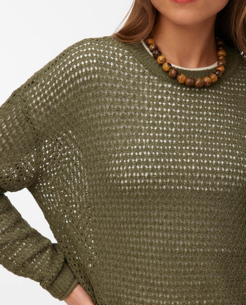 Jersey Holgado A Rayas Con Cuello Alto Y Manga Larga Para Mujer, Color