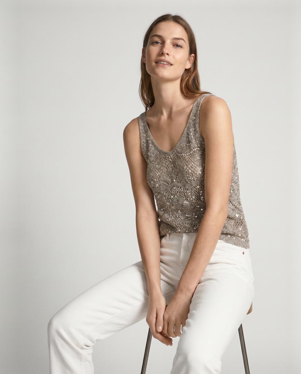 Vero Moda - Top de punto de mujer con lentejuelas.
