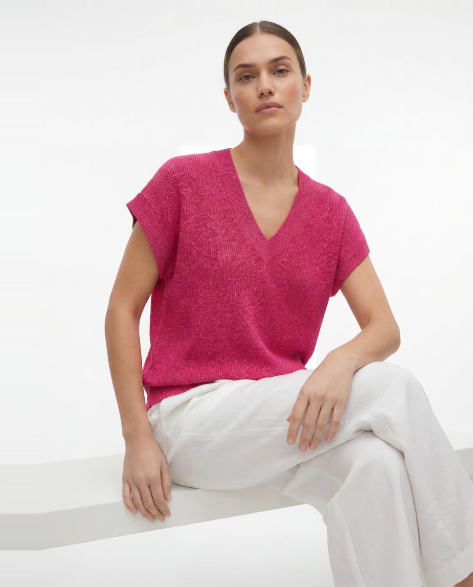 Top de Malha Fina com Detalhe de Brilho Roxo-4