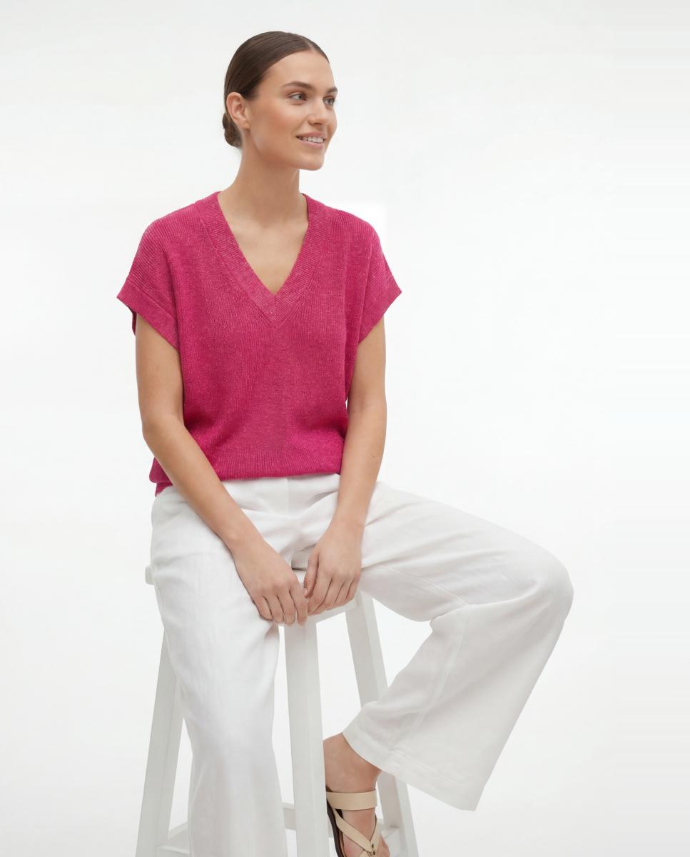 Top de Malha Fina com Detalhe de Brilho Roxo-5