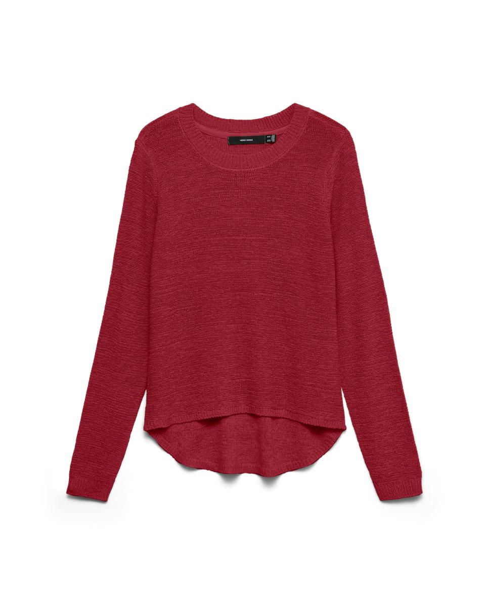 Jersey de punto fino de mujer con manga larga - Vero Moda - Rojo Rojo-3