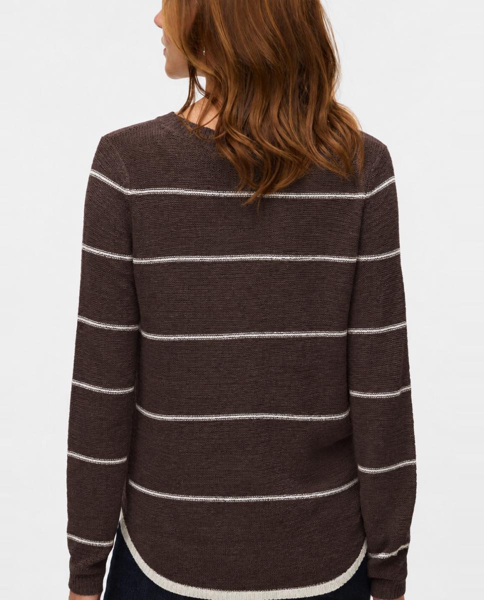 Jersey de punto fino de mujer con manga larga - Vero Moda - Marrón oscuro Marrón oscuro-2