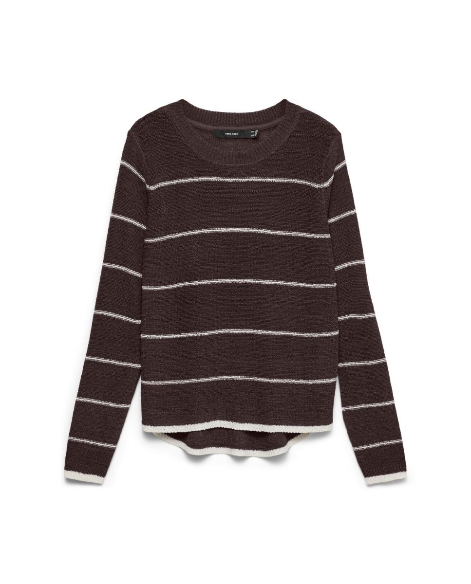 Jersey de punto fino de mujer con manga larga - Vero Moda - Marrón oscuro Marrón oscuro-3