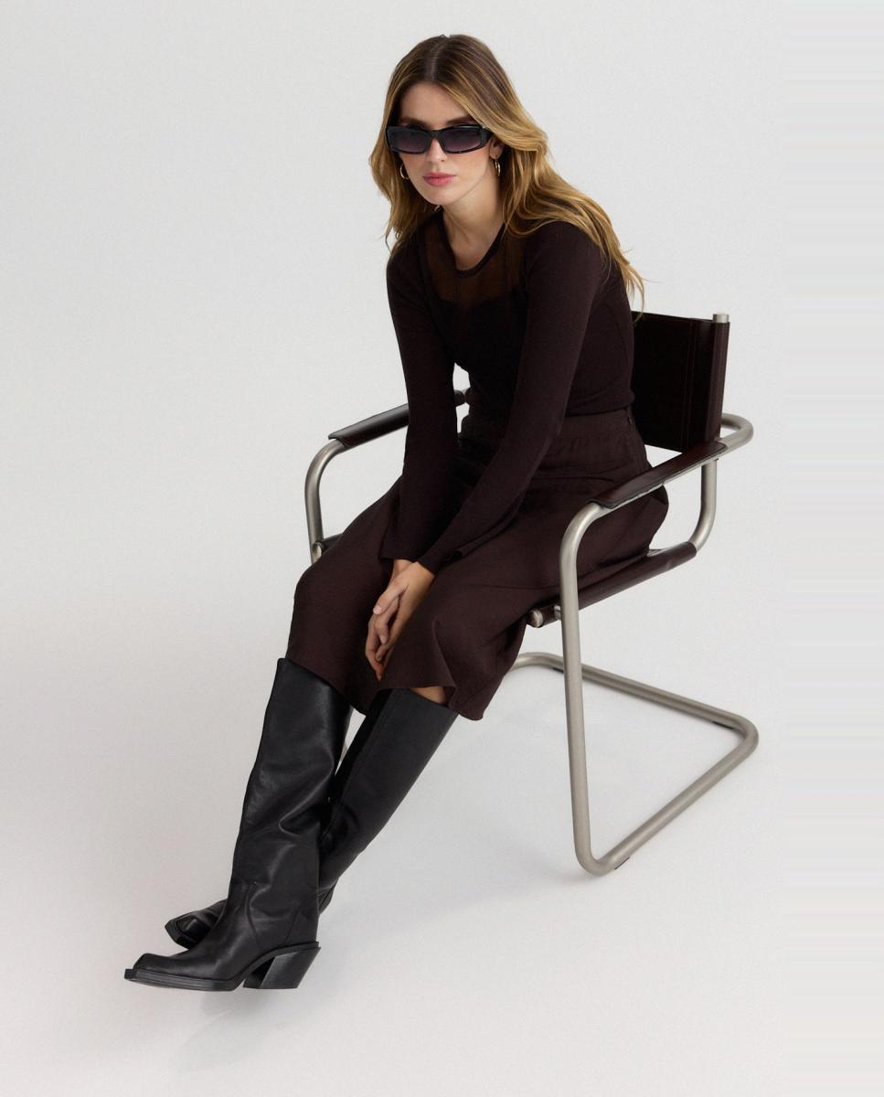 Imagen 2 de Top de manga larga de punto fino de mujer - Vero Moda - Marrón oscuro Marrón oscuro