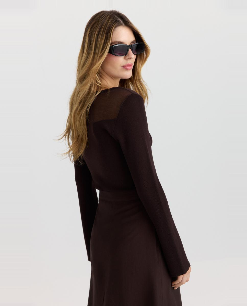 Imagen 3 de Top de manga larga de punto fino de mujer - Vero Moda - Marrón oscuro Marrón oscuro