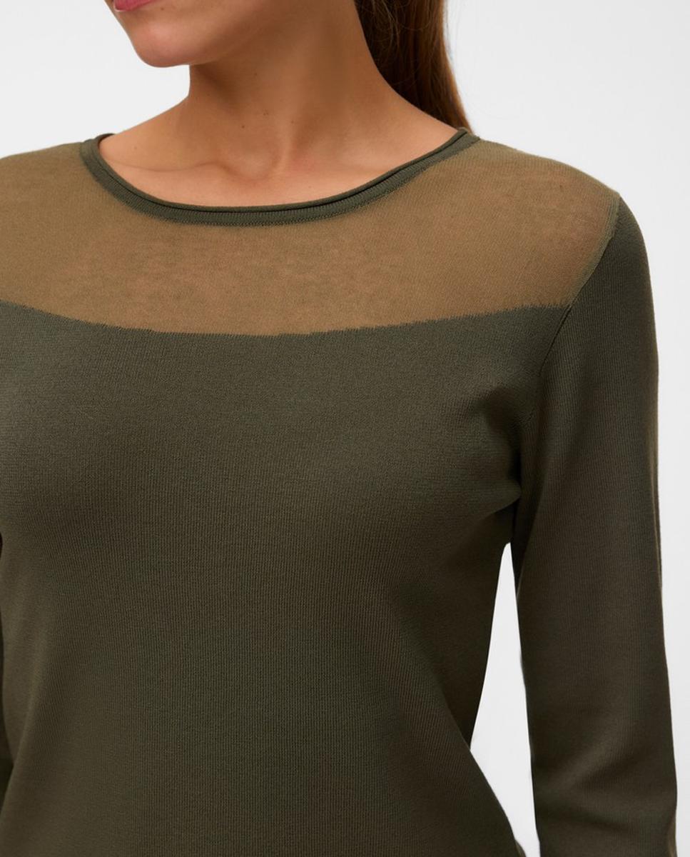 Imagen 2 de Top de manga larga de punto fino de mujer - Vero Moda - Verde militar Verde militar