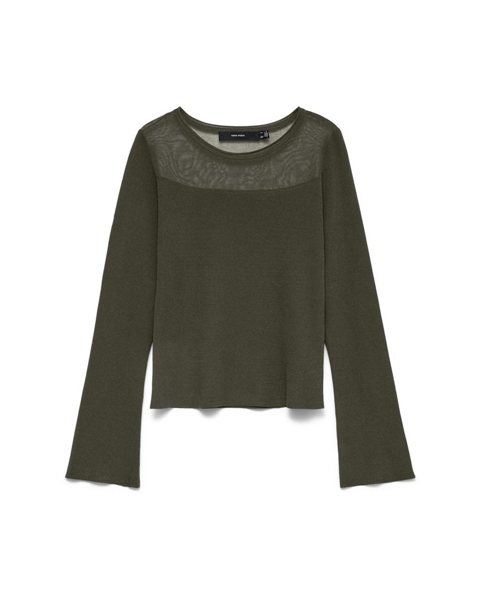 Imagen 4 de Top de manga larga de punto fino de mujer - Vero Moda - Verde militar Verde militar