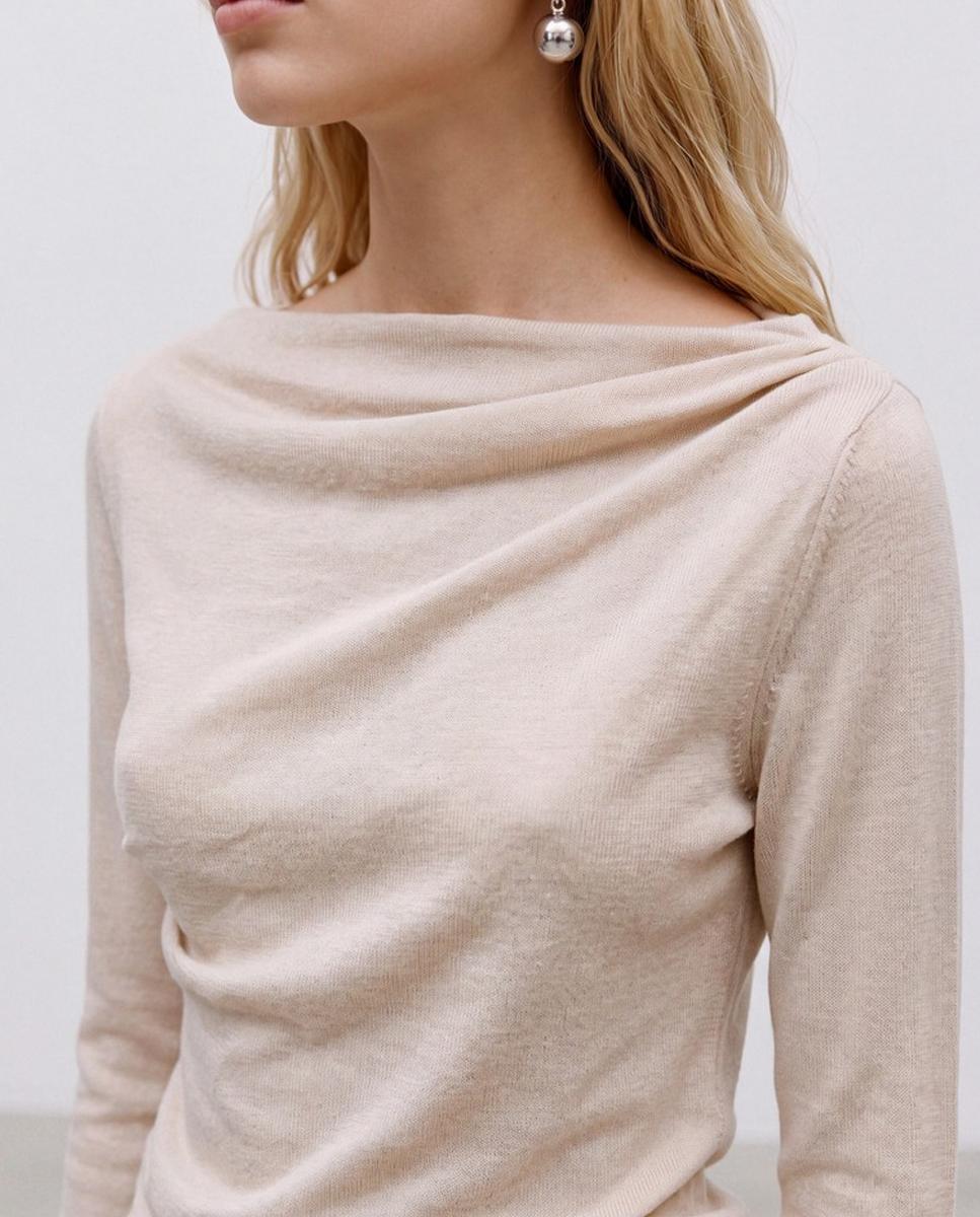 Top de cuello barco drapeado - Vero Moda - Blanco hielo Blanco hielo-2