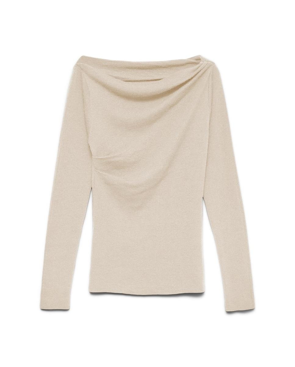 Top de cuello barco drapeado - Vero Moda - Blanco hielo Blanco hielo-5