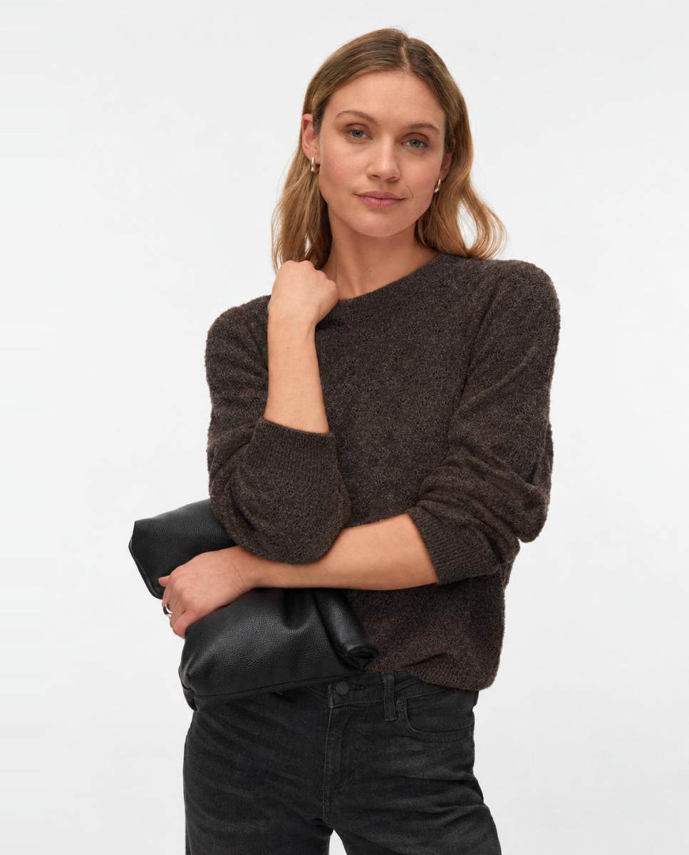 Jersey de punto suave con detalle calado - Vero Moda - Marrón oscuro Marrón oscuro-1
