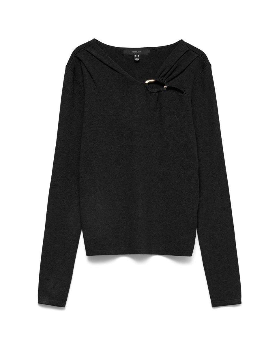 Jersey de punto fino con detalle en el cuello - Vero Moda - Negro Negro-1