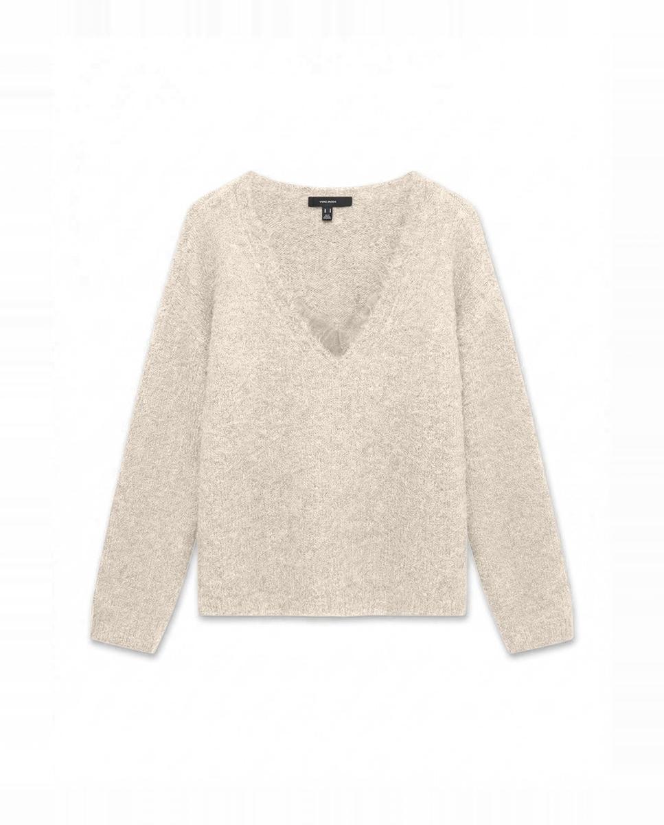 Jersey cuello pico con detalle de encaje - Vero Moda - Blanco hielo Blanco hielo-5