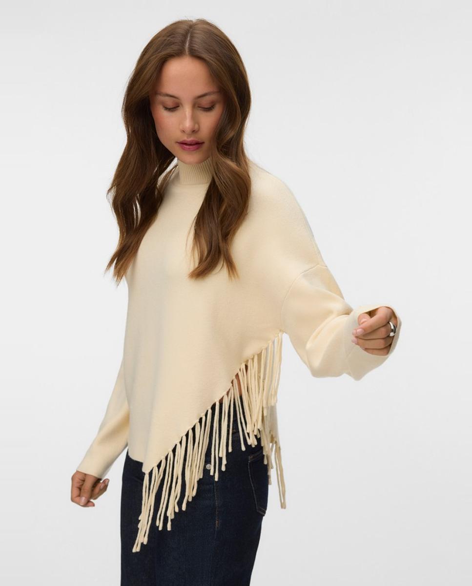 Imagen 1 de Jersey con flecos de manga larga - Vero Moda - Beige Beige