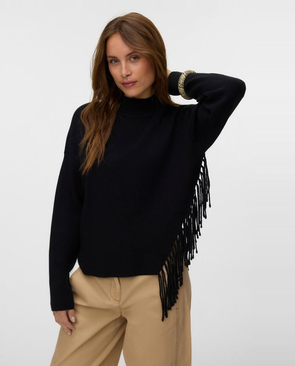 Imagen 1 de Jersey con flecos de manga larga - Vero Moda - Negro Negro