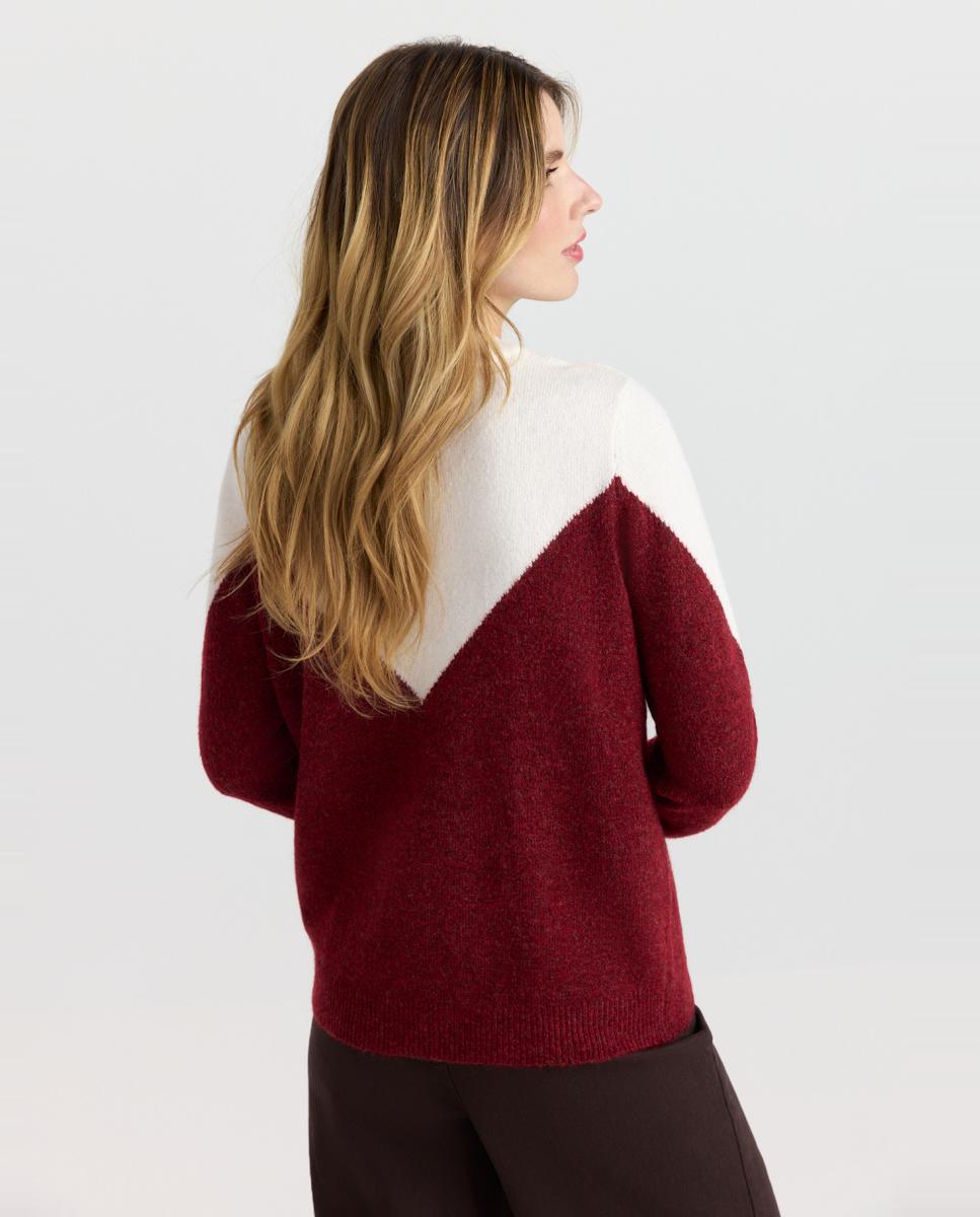 Camisola de Malha com Decote Redondo Bordeaux-2