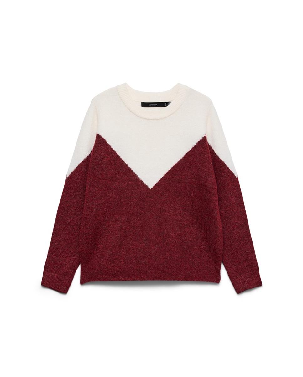 Camisola de Malha com Decote Redondo Bordeaux-5