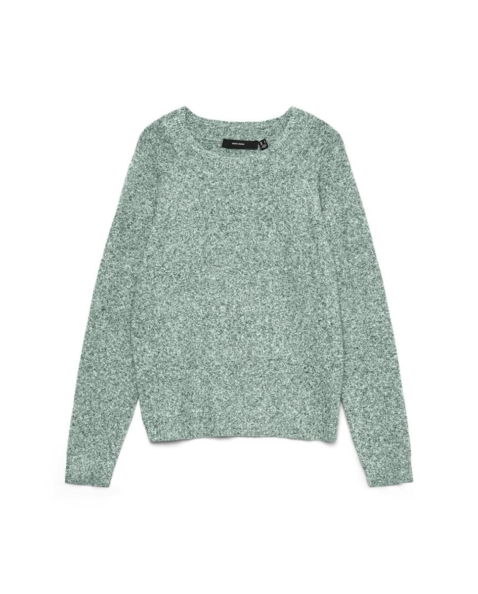 Camisola de malha básica de mulher com manga comprida Verde Água-4