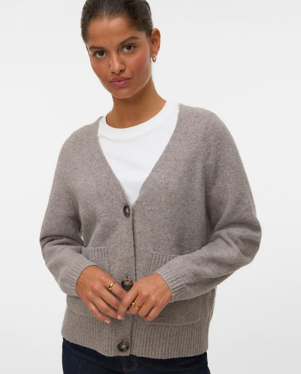 Cárdigan de punto de mujer con bolsillos - Vero Moda - Gris Gris-1