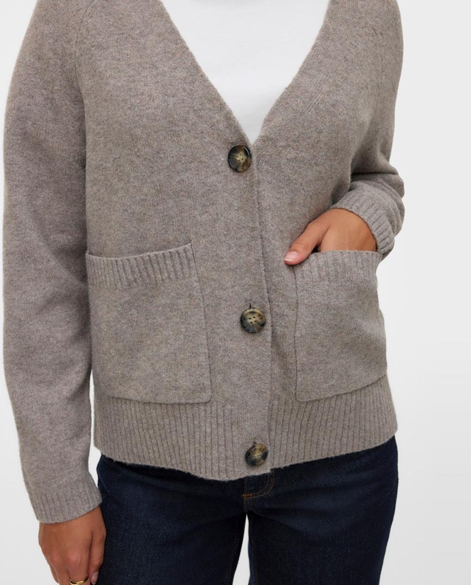 Cárdigan de punto de mujer con bolsillos - Vero Moda - Gris Gris-3