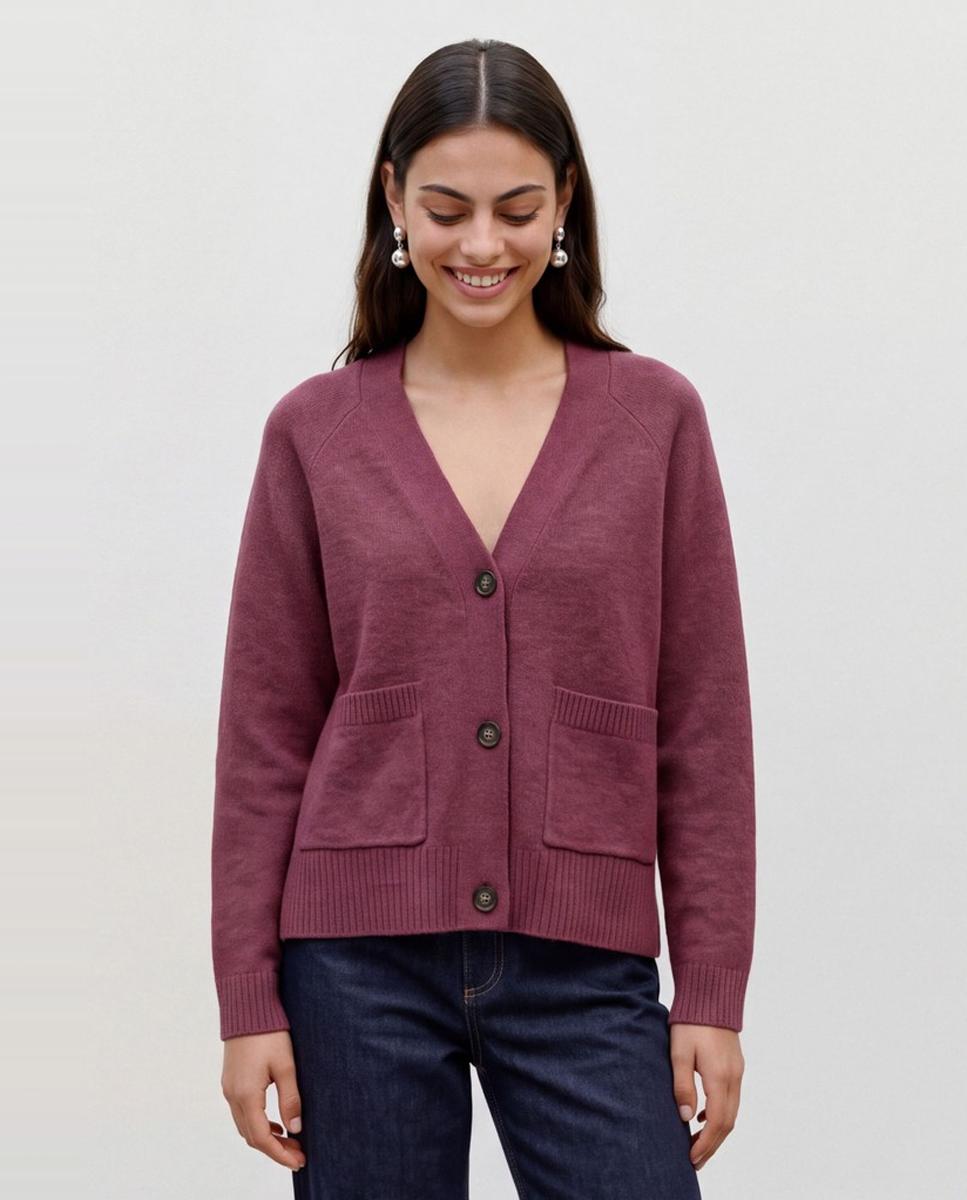 Cárdigan de punto de mujer con bolsillos - Vero Moda - Granate Granate-1