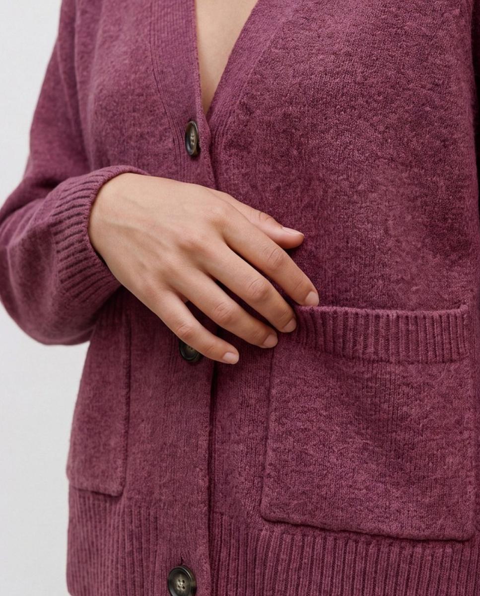 Cárdigan de punto de mujer con bolsillos - Vero Moda - Granate Granate-3