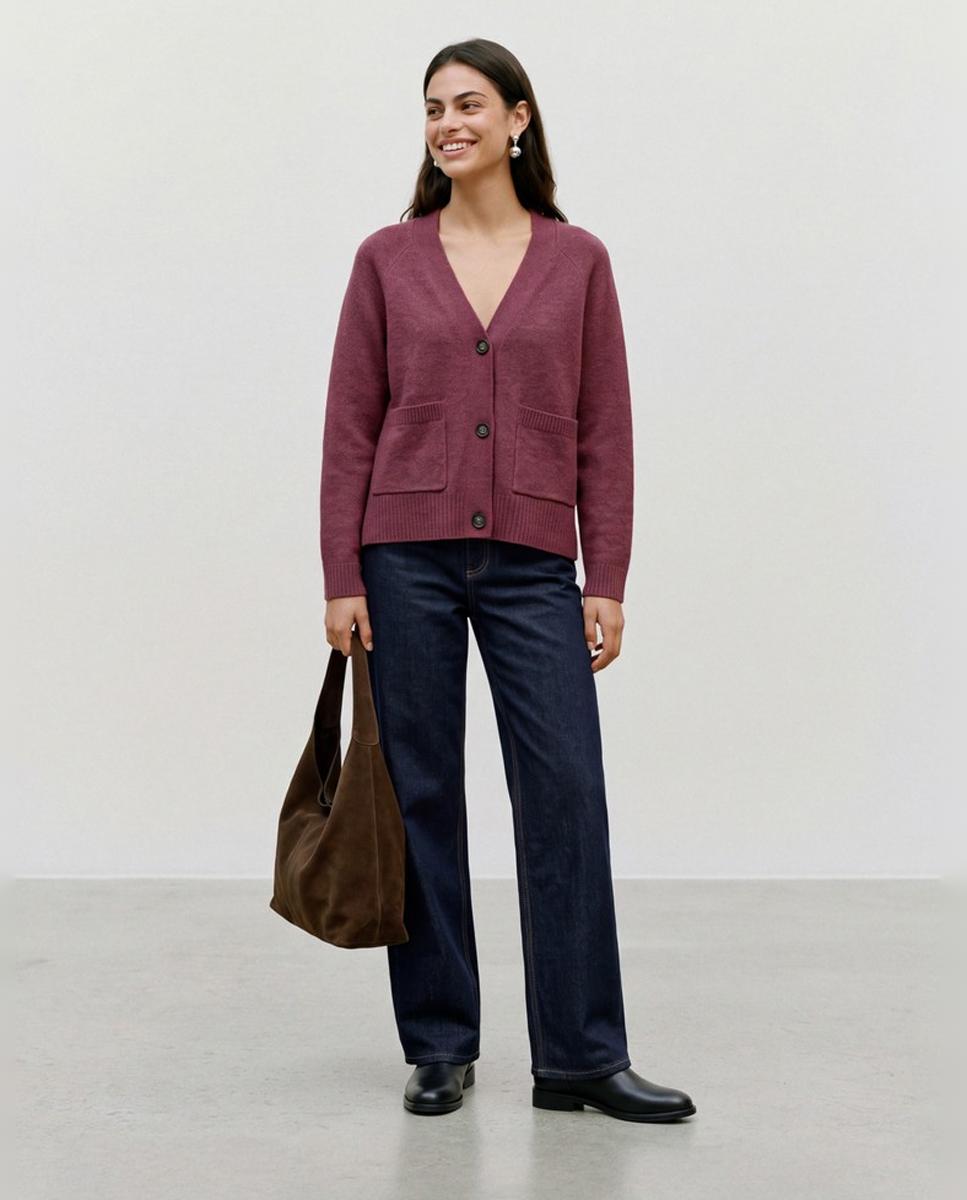 Cárdigan de punto de mujer con bolsillos - Vero Moda - Granate Granate-5