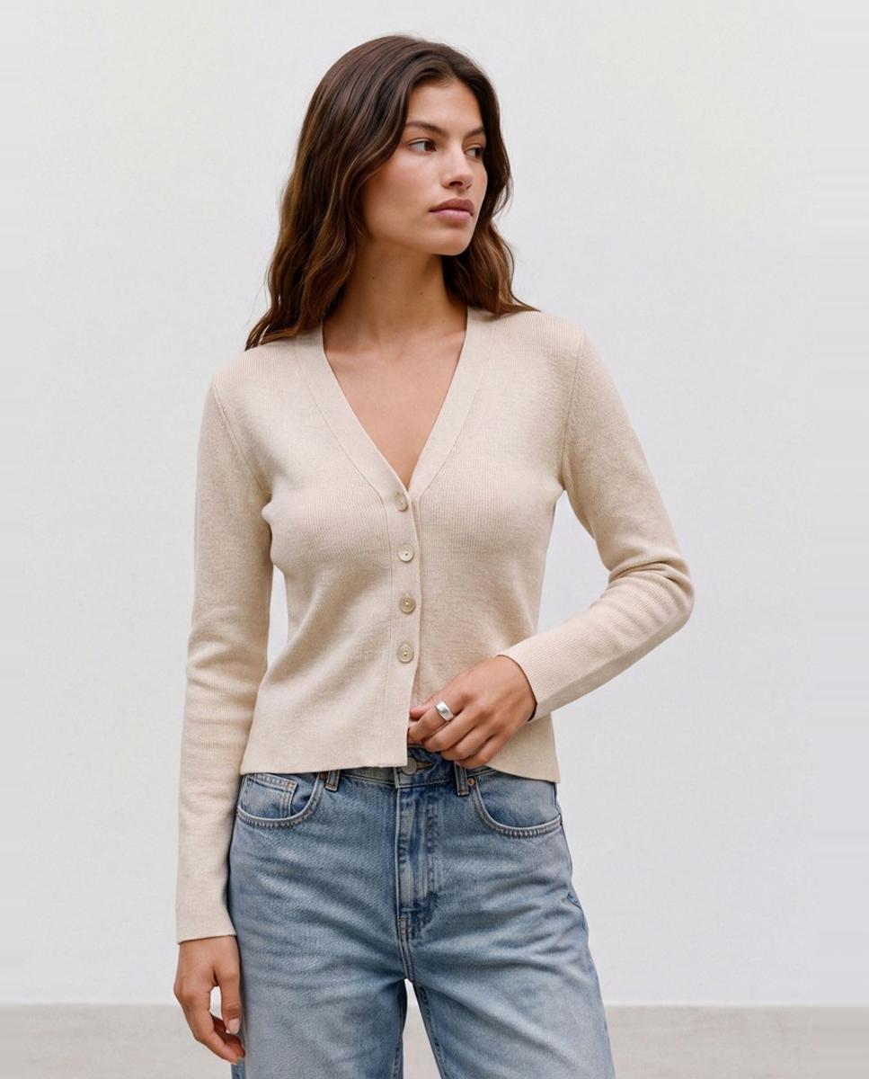 Cárdigan cuello pico de manga larga - Vero Moda - Blanco Blanco-1