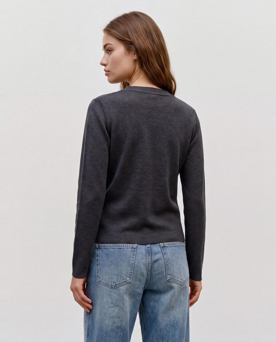 Cárdigan cuello pico de manga larga - Vero Moda - Gris oscuro Gris oscuro-2