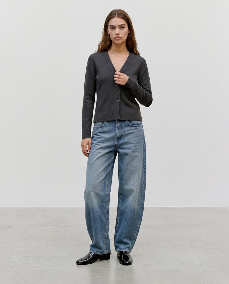 Cárdigan cuello pico de manga larga - Vero Moda - Gris oscuro Gris oscuro-5