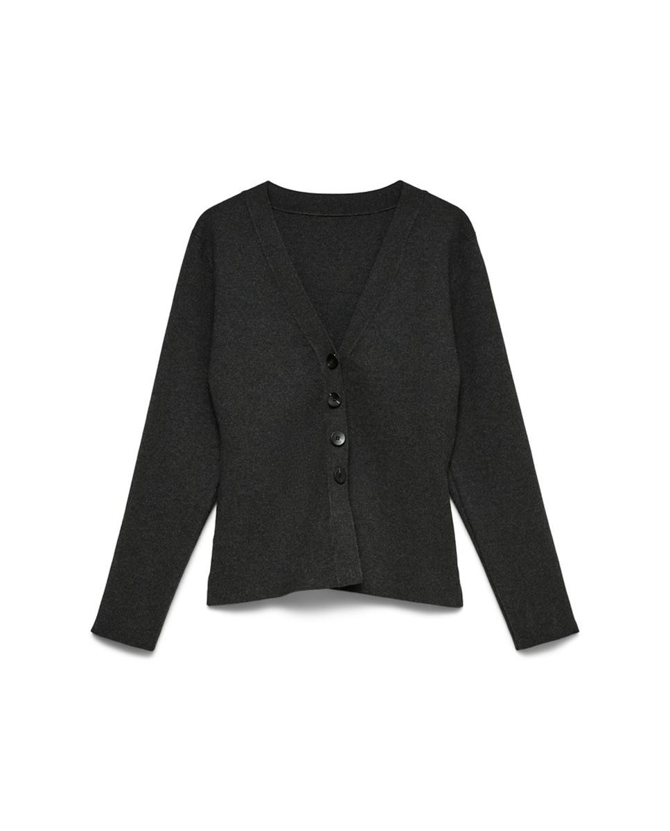 Cárdigan cuello pico de manga larga - Vero Moda - Gris oscuro Gris oscuro-4