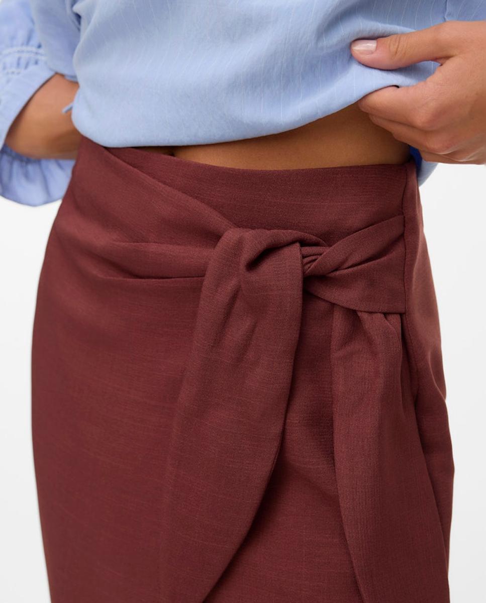 Saia Midi com Detalhe de Laço Bordeaux-4