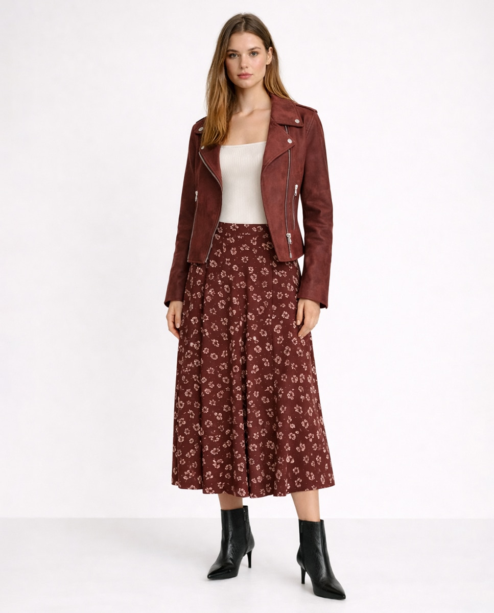 Vero Moda - Falda midi estampada.
