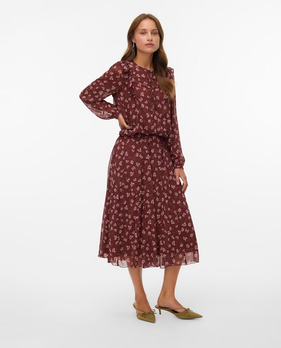Saia midi acetinada Bordeaux-2