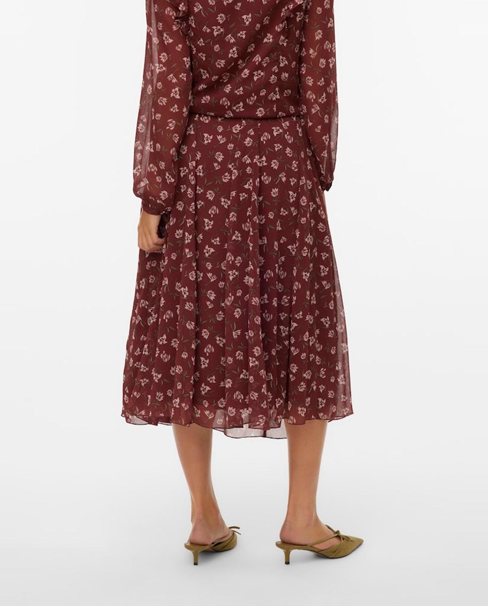Saia midi acetinada Bordeaux-3