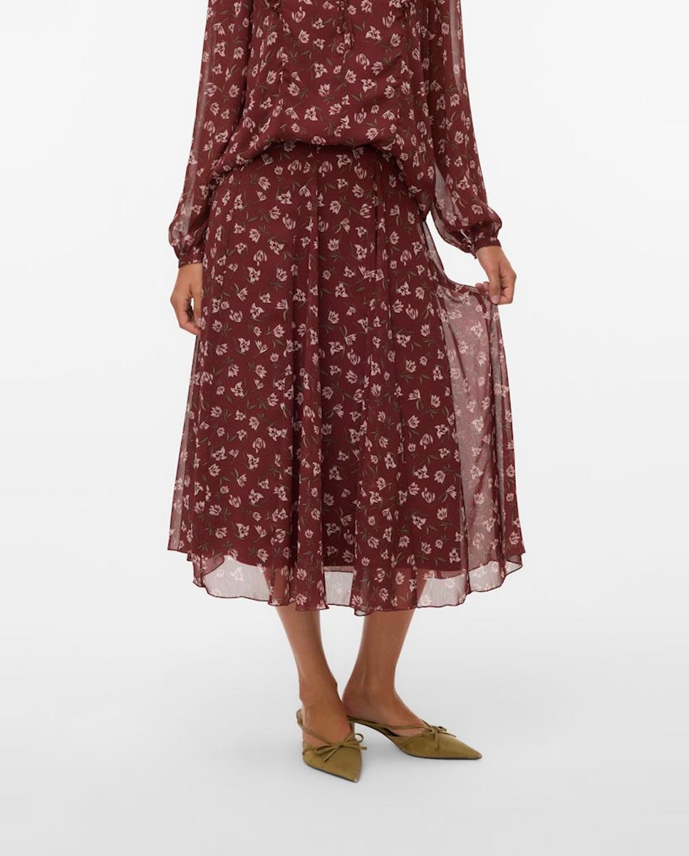Saia midi acetinada Bordeaux-4