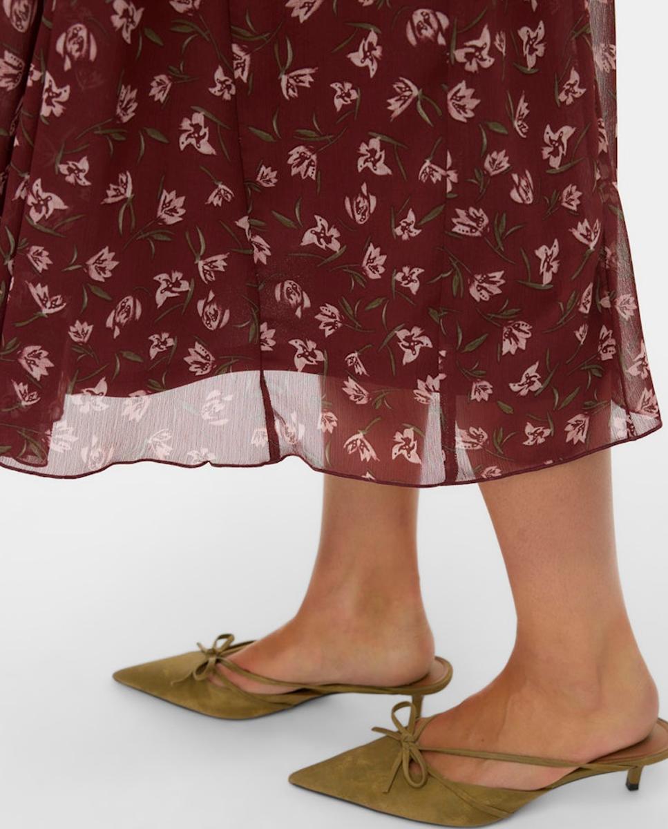Saia midi acetinada Bordeaux-5