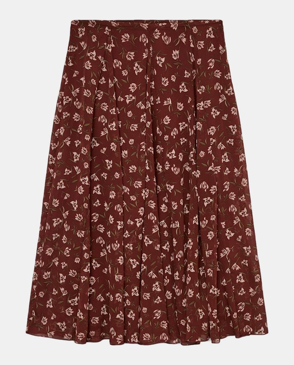 Saia midi acetinada Bordeaux-6