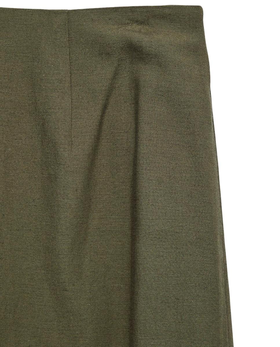 Saia Midi com Detalhe de Fivela Musgo-6