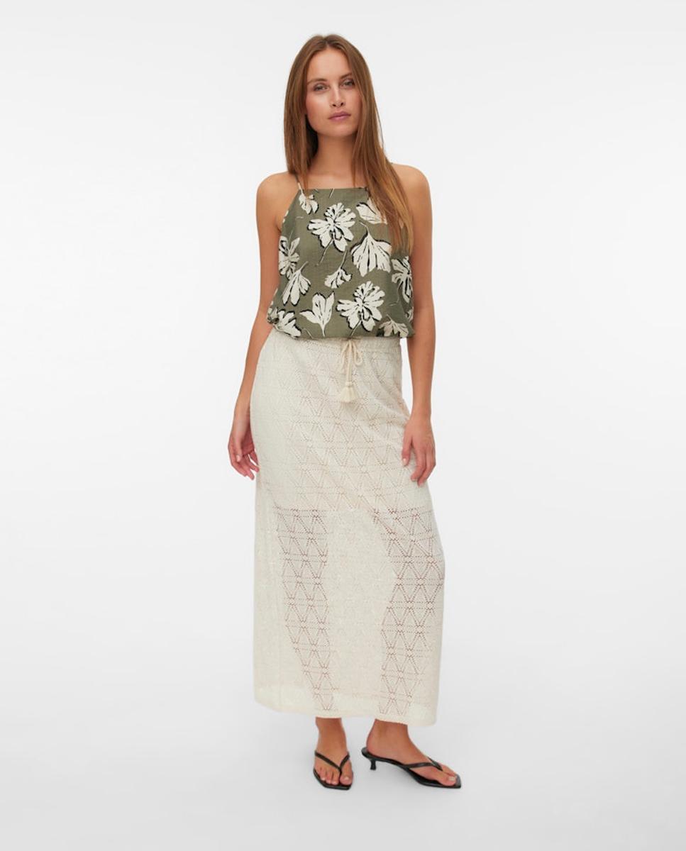 Vero Moda - Falda tobillera diseño crochet.