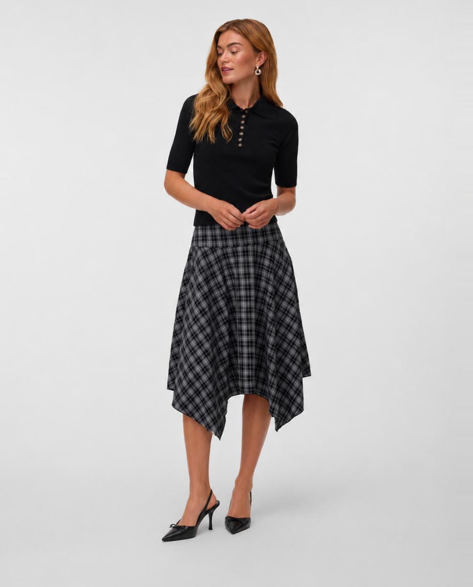 Falda cuadros detalle fajin - Vero Moda - Negro Negro-1